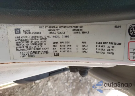 2005 Chevrolet Colorado Ls z USA, uszkodzony, nr VIN 1GCDS136958151106